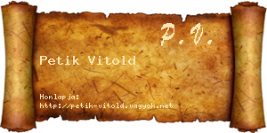 Petik Vitold névjegykártya